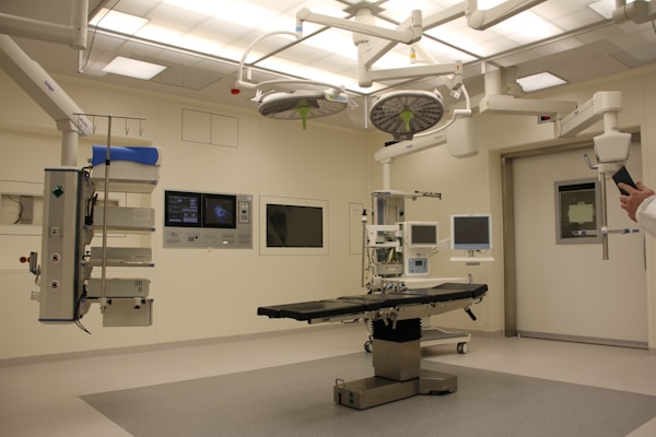An emergency department hallway at night.